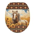 thumbnail image 1 of ZUXONGSY Aztec Ethnic Horse Toilet Lid Dust Cover Protective Toilet Cover with Elastic Bottom Sunflower Decorative Toilet Seat Covers Keep Dust Stain Off Washroom Decor, 1 of 6