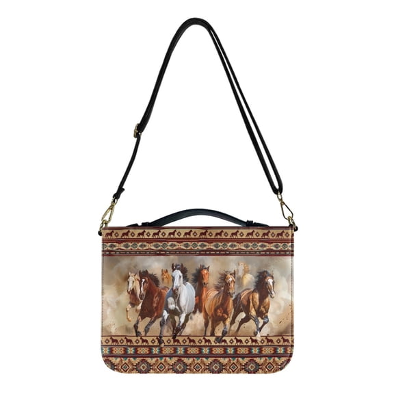 ZUXONGSY Aztec Ethnic Tribal Horse Print Bible Cover PU Leather Bible Carrying Case with Detachable Strap and Handle Carrying Bible Bag with Pen Holder Journal Case Bible Gift, 2XL