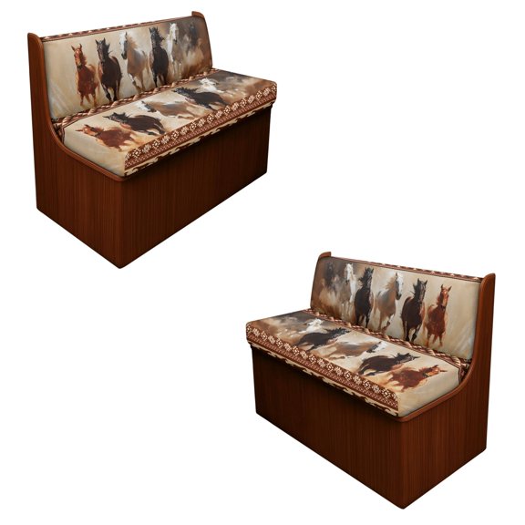ZUXONGSY Aztec Horse Pattern 4 Pieces RV Dinette Cushion Covers Set, Southwest American Tribal Camper Cushion Slipcovers Replacement Sofa Cushions Slipcovers for Travel Trailer Couch