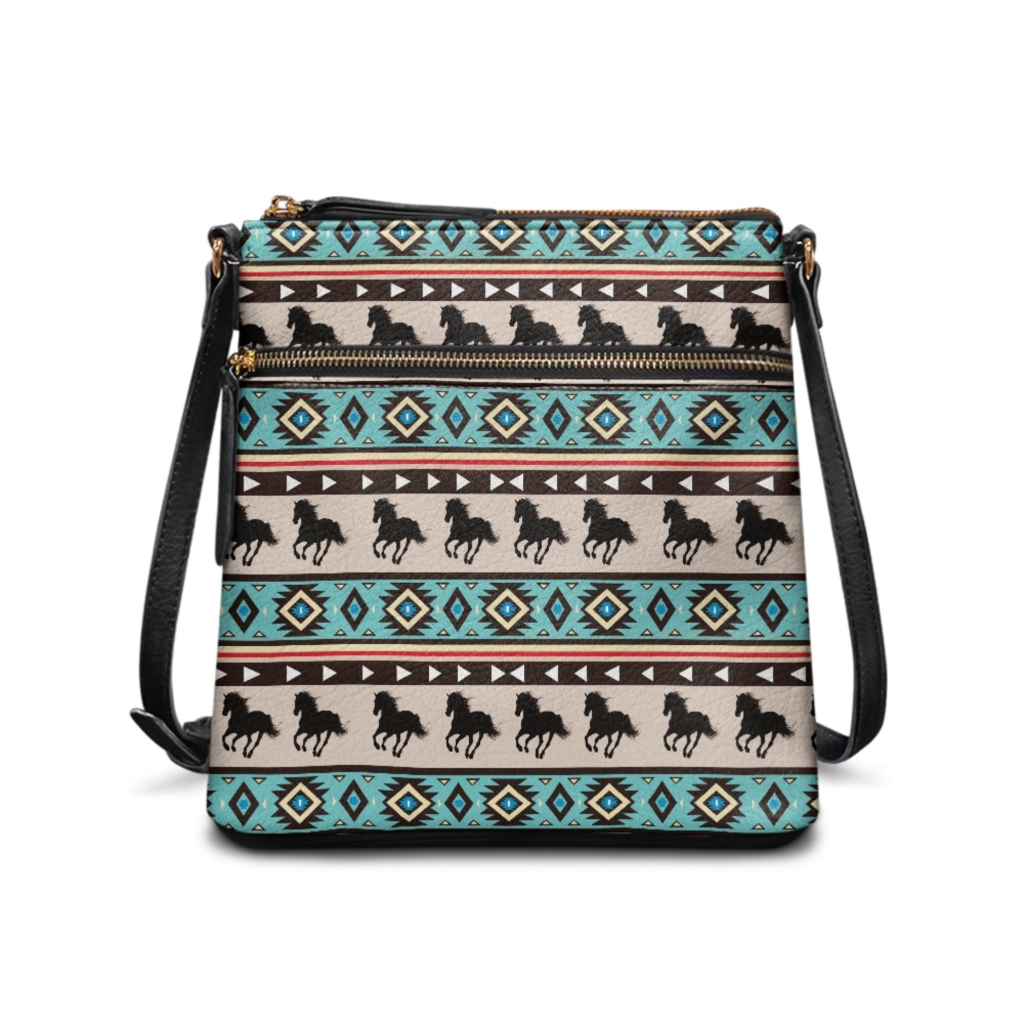 ZUXONGSY Aztec Horse Print Shoulder Handbag for Women Fashion Crossbody Travel Purse PU Leather Satchel with Adjustable Wide Strap for Shopping Working