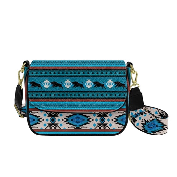 ZUXONGSY Aztec Tribal Bull Print Shoulder Handbag for Women PU Leather Crossbody Travel Purse Mini Satchel with Adjustable Wide Strap for Daily Use Shopping