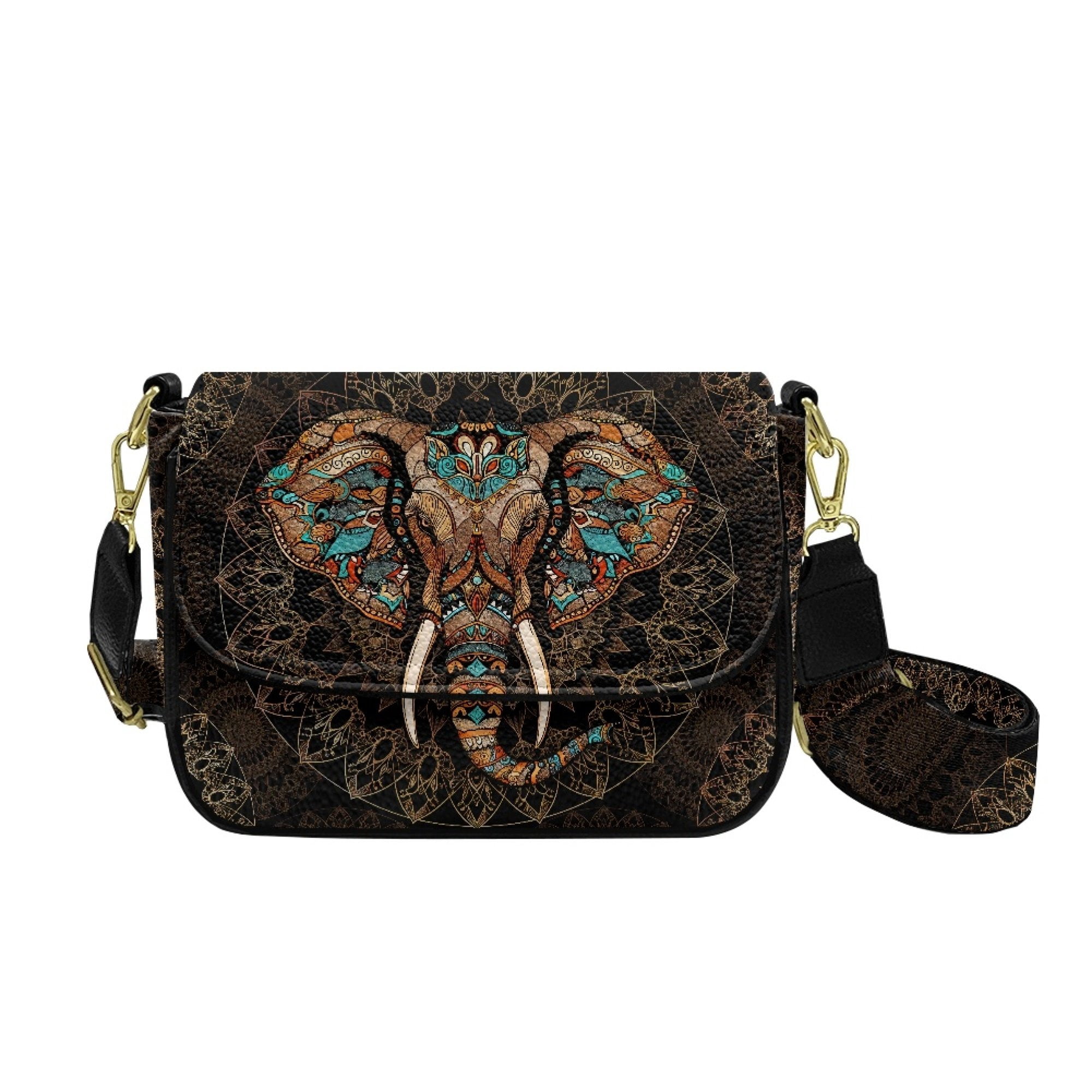 ZUXONGSY Aztec Tribe Elephant Print Shoulder Bag for Women PU Leather Crossbody Purse Trendy Satchel with Adjustable Wide Strap for Travel Shopping
