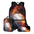 thumbnail image 1 of ZUXONGSY Baseball Fire Water Print 3 Pack Backpack for Girls Boys Teens School Bag for Kids Elementary Middle High School Bookbag Travel Laptop Daypack Back to School Gifts, 1 of 6