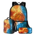 thumbnail image 1 of ZUXONGSY Basketball Fire Water Stamp Print 3 Pcs Backpack Set Travel Bag Portable Bookbag Knapsack Daypack Large Capacity Sports Backpacks Schoolbag with Lunch Box Pencil Case for Boys Girls, 1 of 6