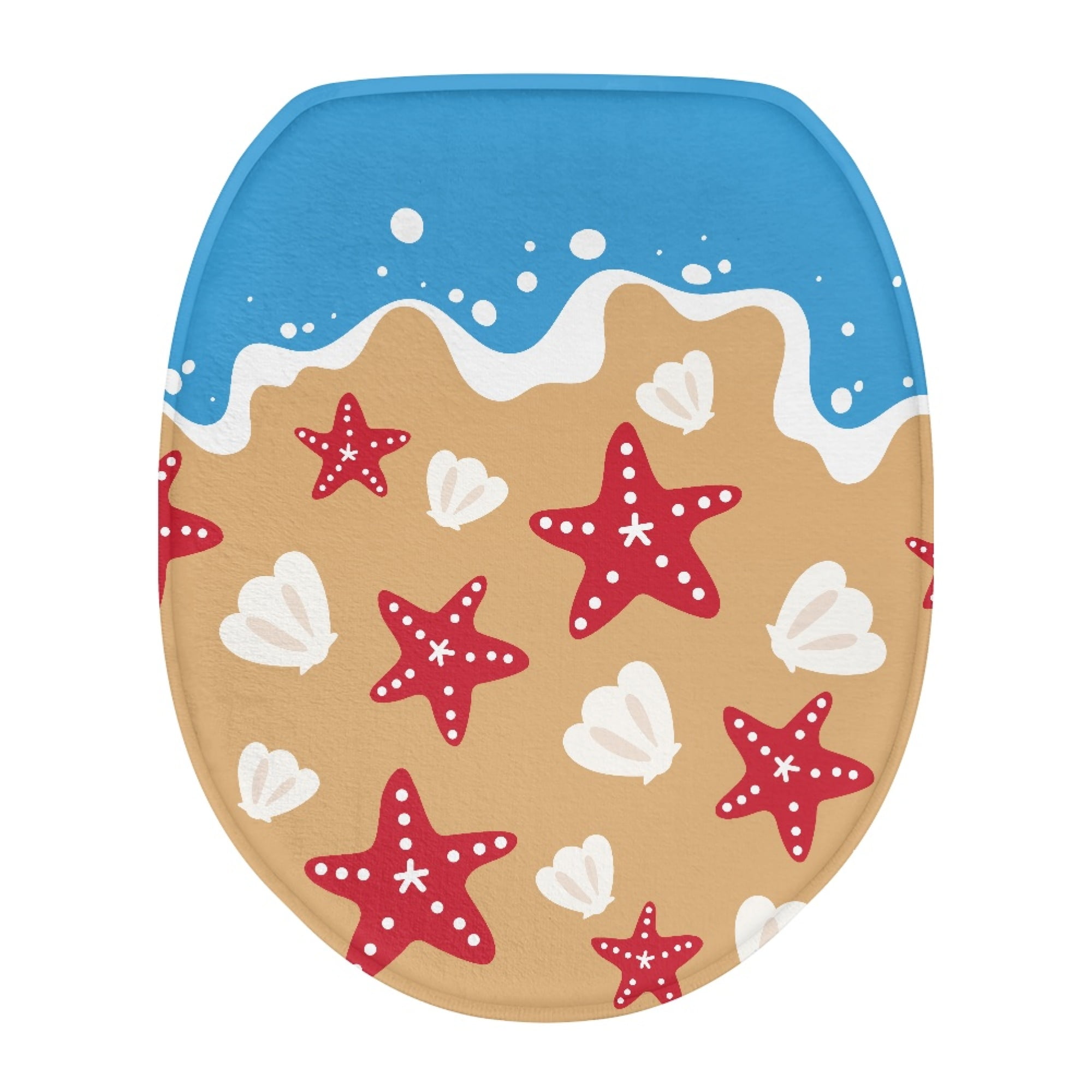 Shell Lids ZUXONGSY Beach Starfish Shells Toilet Lid Covers Soft Thicker Flannel ...