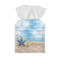 thumbnail image 1 of ZUXONGSY Beach Starfish Square Tissue Box Covers PU Leather Tissue Box Cover Modern PU Leather Tissue Box Holder Easy to Clean Facial Paper Organizer Washroom Decor, 1 of 7