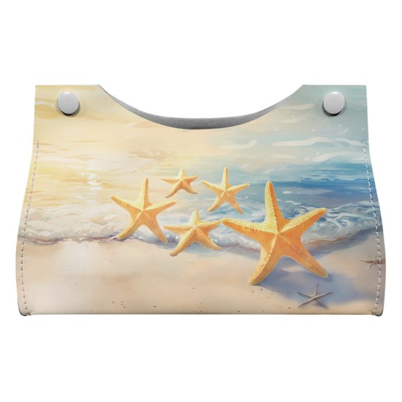 ZUXONGSY Beach Starfish Tissue Box Covers 2 Packs Modern PU Leather Tissue Box Holder with Buttons Decorative Rectangular Tissue Box Covers Easy to Clean Facial Tissue Case Gifts to Family