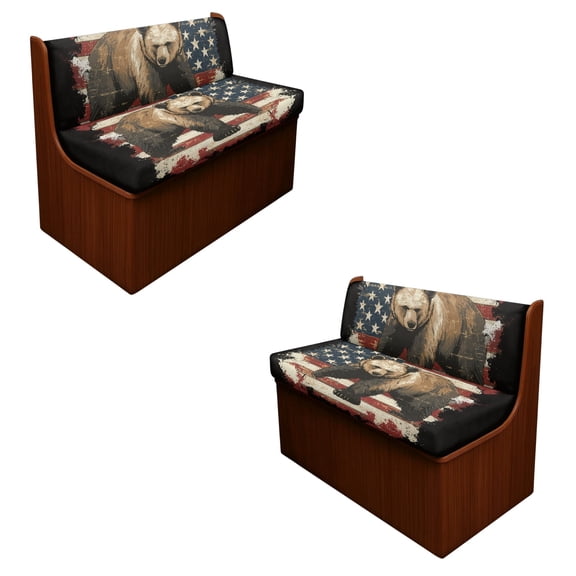 ZUXONGSY Bear American Flag Pattern 4 Pack RV Dinette Cushion Covers Washable Camper Cushion Slipcover Scratch-Resistant Sofa Chair Cover Camper Seat Covers Dinette Booth