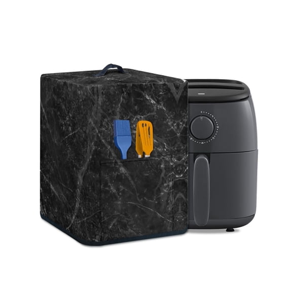ZUXONGSY Black Marble Print Air Fryer Cover Pressure Cooker Dust Cover with Pockets And Top Handle Universal Size Air Fryer Dustproof Rice Cooker Cover Stain Resistant for Kitchen Decor
