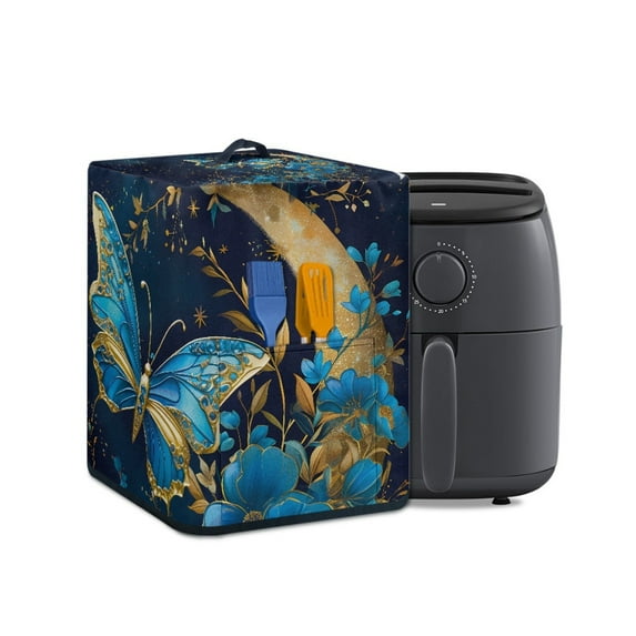 ZUXONGSY Blue Butterfly Air Fryer Cover Dust Protection Appliance Cover with top Handle And Pockets Moon Oil-proof Protective Cover Not Easy to Pilling for Kitchen Living Room Table