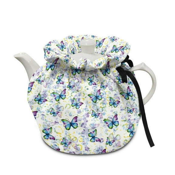 ZUXONGSY Blue Butterfly Tea Cozy for Teapot Tea Cosy for Teapot with Elastic Band Drawstring Personalized Insulated Kettle Cover Soft Fabric for Housewife Tea Lover Gifts