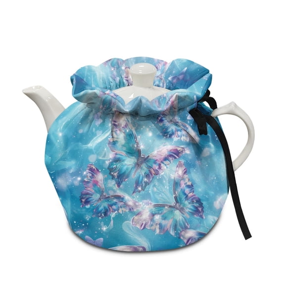 ZUXONGSY Blue Butterfly Teapot Cozy Tea Cosy for Small Teapot with Elastic Band Tea Pot Cozies for Teapots Not Easy to Pilling And Fade for Home Kitchen Table Decor