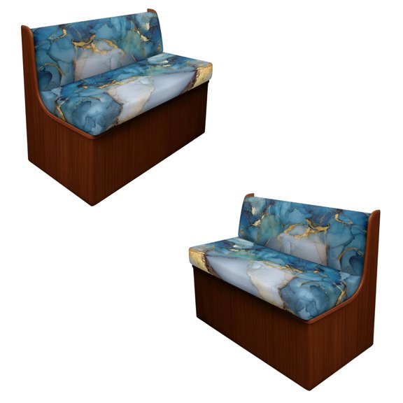 ZUXONGSY Blue Gold Marble Pattern 4 Pcs RV Dinette Cushion Covers Replacement RV Dinette Booth Seats Cover Elastic Sofa Chair Cover Furniture Protector for RV Camper Car Bench