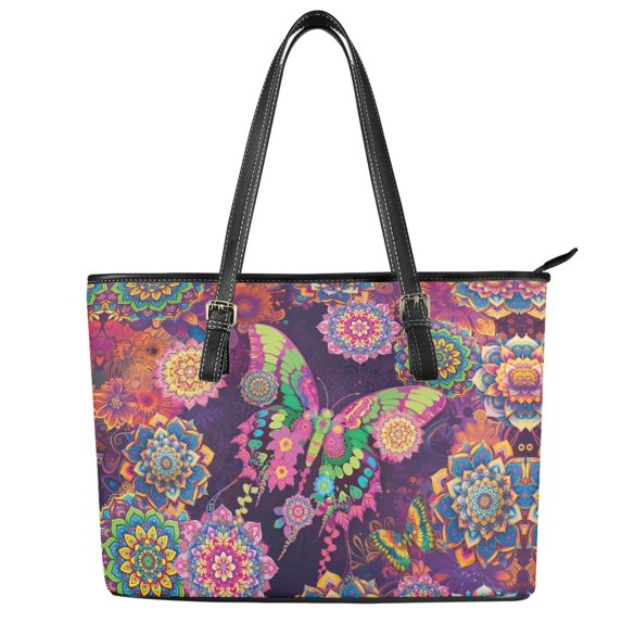ZUXONGSY Boho Mandala Butterfly Print Top Handle Bag for Women Waterproof Travel Purse Casual Top Handle Satchel with Handle for Dating Shopping