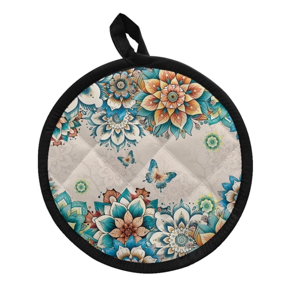 ZUXONGSY Boho Mandala Pot Mat Butterfly Round Pot Holder Trivets for Hot Dishes Reusable Kitchen Cooking Baking Grillng Supplies for Kitchen Cooking Baking Decor 8 x 8 Inches