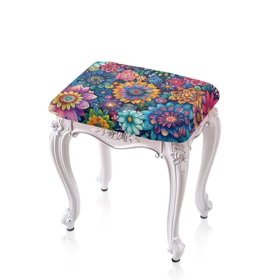 ZUXONGSY Boho Mandala Stool Covers Rectangle 2 Packs Kitchen Chair Covers with Elastic Bands Covers for Upholstered Furniture Rectangle Chair Wear Resistant Home Indoor Decor