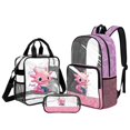 thumbnail image 1 of ZUXONGSY Book Axolotl Print Clear Backpack Set 3 Pcs, Heavy Duty Transparent See Through Backpack with Lunch Bag & Pencil Pouch Stadium Approved for Back to School, 1 of 5