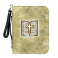thumbnail image 1 of ZUXONGSY Book Cross Print PU Leather Bible Cover for Women Men Minimalist Design Bible Book Carrying Case with Detachable Wristlet Strap Bible Accessories for Bible Study, L, 1 of 7