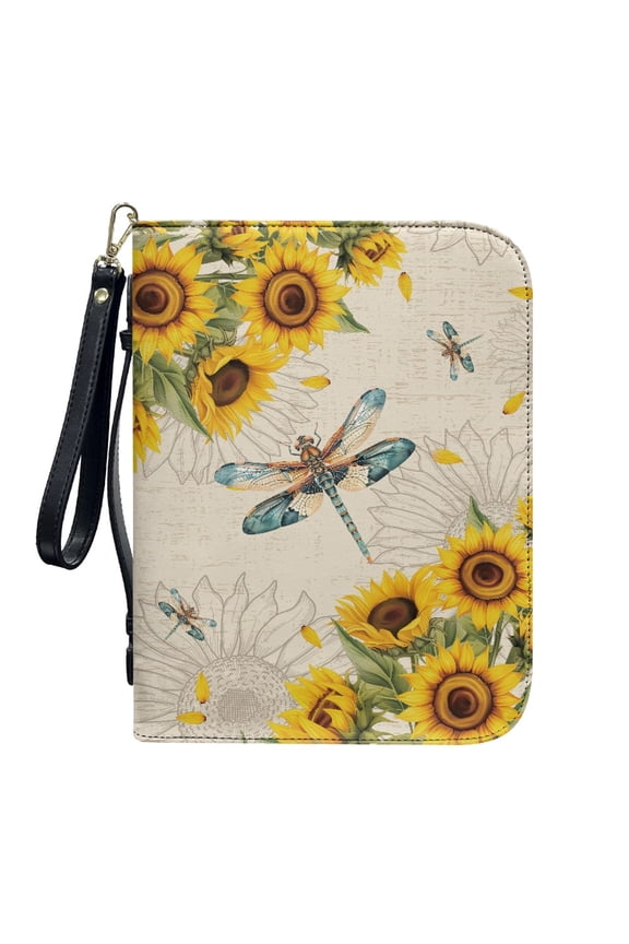 Brown Cross Print PU Leather Bible Case for Women Men Jesus Saved My Life Bible Protective Carrier with Detachable Wristlet Strap Bible Accessories for Study Scripture Church Bag, 2XL