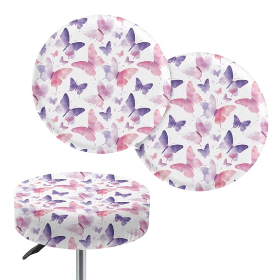 ZUXONGSY Butterfly Circle Bar Stool Covers Set of 2 Piece Chairs Decorative Cover 14"-16" Kitchen Bar Stool Chair Seat Cover Size L Round Padded Cushioned for Swivel Chair or Barstool