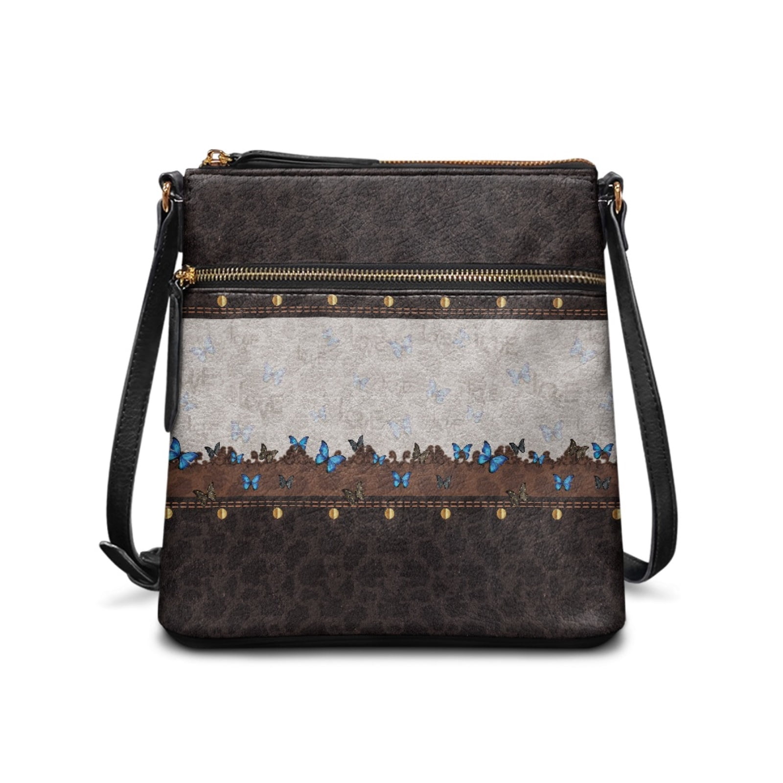 ZUXONGSY Butterfly Cow Spot Leather Print Crossbody Bags for Women Fashion Shoulder Bag Phone Wallet Waterproof Crossbody Purse Pocketbook with Zipper for Dating Shopping
