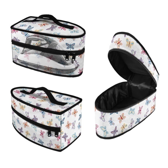 ZUXONGSY Butterfly Dragonfly Print Steam Iron Case Lightweight Steamer Holder with Zipper Closure Portable Travel Iron Organizer Protective Iron Accessories, Case Only