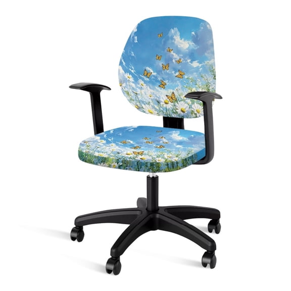 ZUXONGSY Butterfly Flower Desk Chair Cover 2 Packs Elastic Stretch Office Desk Chair Cover Replacement Polyester Rolling Chair Cover Suitable for Gaming Chairs Desk Chairs Office Chairs