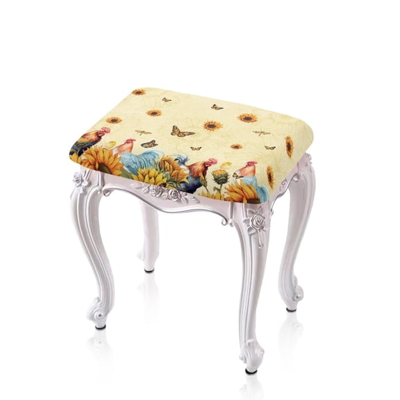 ZUXONGSY Butterfly Flower Stool Covers Rectangle 2 PCS Dust Covers Protector with Elastic Bands Saddle Seat Cover for Wooden Metal Bench Soft Stool Cushion Slipcover Daily Decor