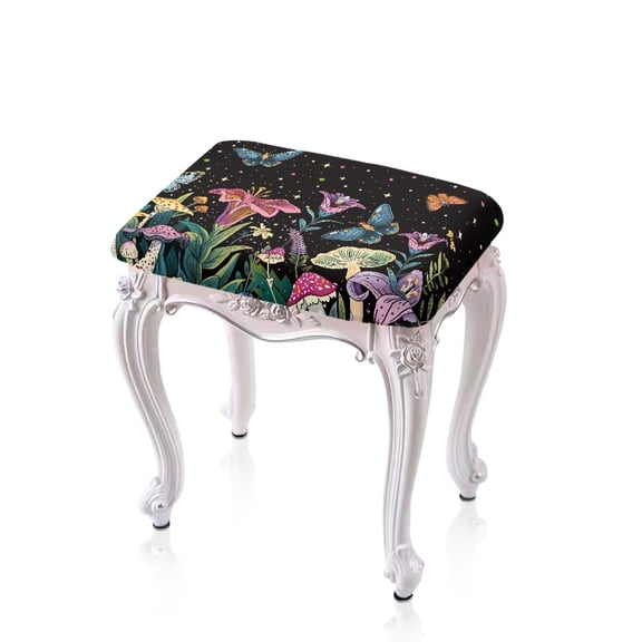 ZUXONGSY Butterfly Flowers Stool Covers Rectangle 2 Pcs Stretchable Furniture Covers with Elastic Bands Rectangular Soft Polyester Saddle Bar Stool Covers Protector Daily Decor