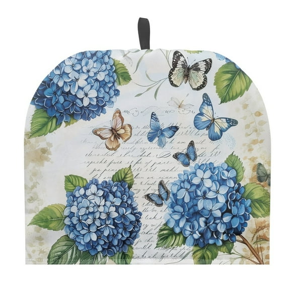 ZUXONGSY Butterfly Hydrangea Tea Cozy for Teapot Tea Insulated Cosy with Hanging Ring Fit Tea Breakfast Warmer Cover Anti-Dust Polyester Canvas Teapot Cover 12.9 x 10.4 Inches