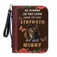 thumbnail image 1 of ZUXONGSY Butterfly Lion Rose Print PU Leather Bible Case Large Bible Cover Bag for Women Men be Strong in The Lord Bible Study Tools with Detachable Wristlet Strap Journal Case for Christian, L, 1 of 7