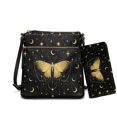 thumbnail image 1 of ZUXONGSY Butterfly Moon Galaxy Print Women's Large PU Leather Crossbody Bag & Wallet Set, Satchel with Multi-Pocket Design, Adjustable Strap for Travel & Work, 1 of 5