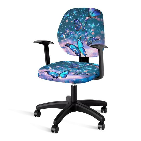 ZUXONGSY Butterfly Office Chair Cover Set of 2 Piece Desk Chair Covers Slipcover Stretchable Computer Chair Protector with Elastic Bands Furniture Protector Gifts for Women Men