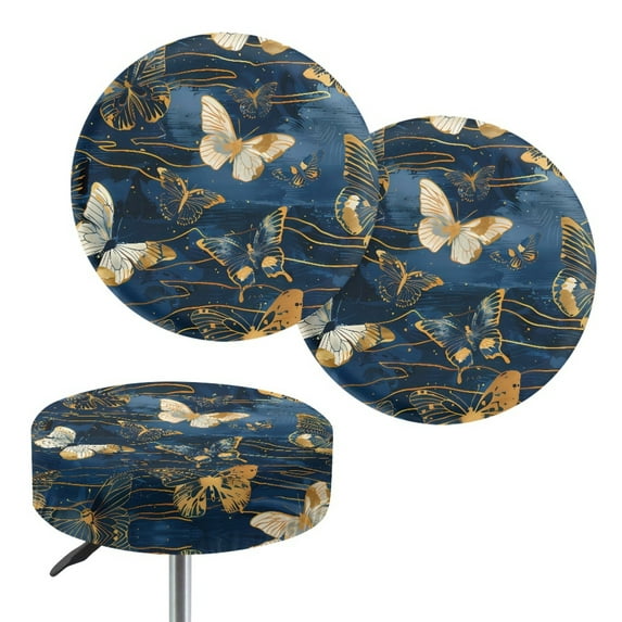 ZUXONGSY Butterfly Round Stool Covers Size M 2-Pack Dust Protective Cover 13-15 Inch Stretchable Furniture Covers with Elastic Bands Easy to Install and Clean for Bar Home Hotel