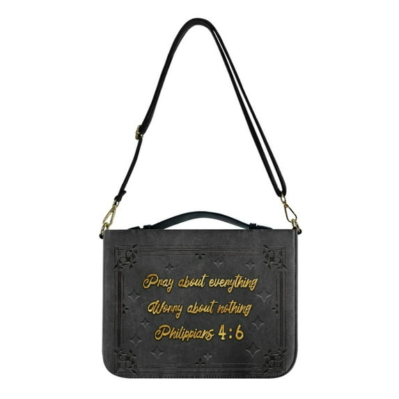 ZUXONGSY Butterfly Star Flower Print Bible Covers for Women Pray About Everything Large Faux Leather Bible Cover Case Zippered Bible Bag with Strap Waterproof Bible Accessories Bible Gift , 2XL