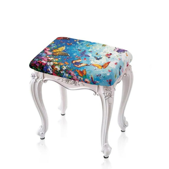 ZUXONGSY Butterfly Stool Covers Rectangle 2 Pack Bar Furniture Cover with Elastic Bands Counter Stool Covers Dust Protective Cover Slipcovers for Kitchen Living Room Wedding Pub Decor