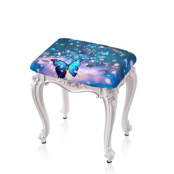 ZUXONGSY Butterfly Stool Covers Rectangle Set of 2 Saddle Stool Slipcover with Elastic Bands Counter Stool Covers Saddle Seat Cover for Wooden Metal Bench for Kitchen Living Room Decor