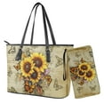 thumbnail image 1 of ZUXONGSY Butterfly Sunflower Print Large Capacity Women's Top Handle Tote Bag Set PU Leather Purse with Matching Wallet & Clutch for Shopping Work, 1 of 4