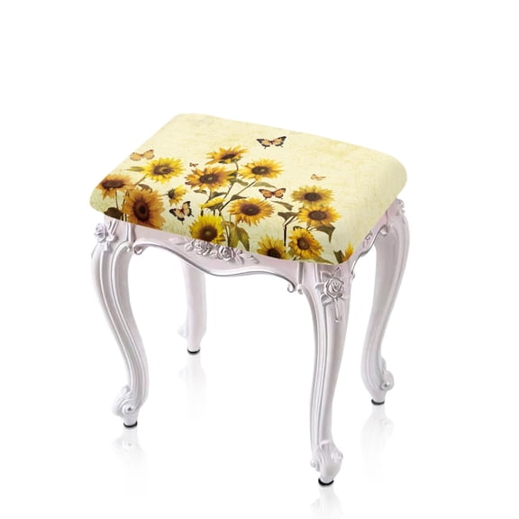 ZUXONGSY Butterfly Sunflower Stool Covers Rectangle 2 Pack Kitchen Chair Covers with Elastic Bands Stretch to Fit Stool Covers Counter Stool Bar Chair Covers for Cafe Furniture
