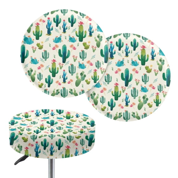 ZUXONGSY Cactus Bar Stool Covers Round Set of 2 Piece 12"-14" Stretchy Stool Covers Size S Round Saddle Seat Covers Easy to Install and Clean Slipcover for Home Office Bar Decor