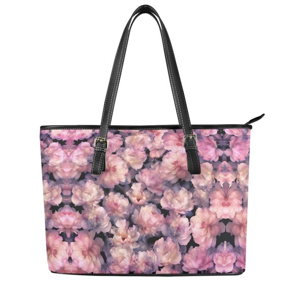 ZUXONGSY Camellia Flower Print Handbag for Women Practicality Shoulder Bag PU Leather Top Handle Tote Bag with Handle for Dating Shopping