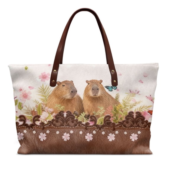 ZUXONGSY Capybara Butterfly Print Tote Handbag for Women Large Capacity Top Handle Tote Bag Casual Shoulder Bag with Inner Pocket for Shopping Work Business
