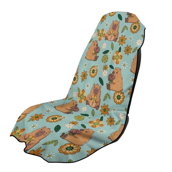 ZUXONGSY Car Seat Cover Towel Capybara Daisy Print Cars Seat Towel Covers Non-Slip Towel Bucket Seat Covers Universal Fit for Cars Suvs Vans Trucks
