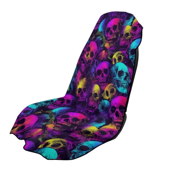 ZUXONGSY Car Seat Cover Towel Skull Purple Blue Print Bucket Seat Protector for Cars Non-Slip Athletic Running Towel Seat Covers After Gym, Yoga, Beach Black