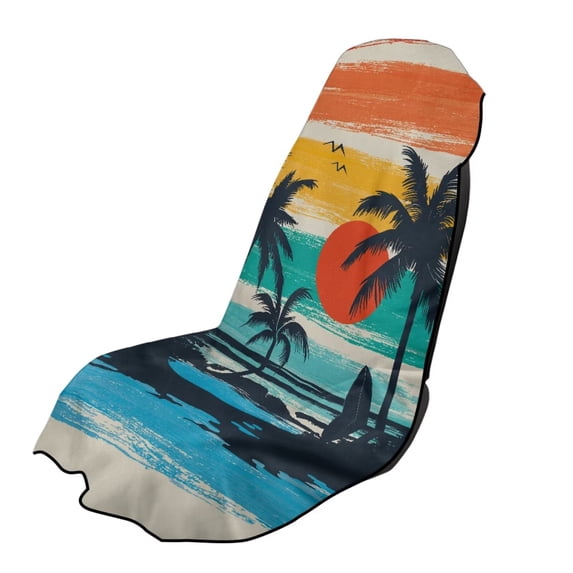 ZUXONGSY Car Seat Cover Towel Vintage Beach Sunset Print Car Seat Cover Protector Front Seats Washable Cars Sport Towel Seat Cushion with Storage Bag