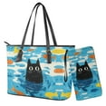 thumbnail image 1 of ZUXONGSY Cartoon Cat Fish Print Large Capacity Shopping Tote for Women Waterproof Handbag and Wallet Set Handbag with Matching Wallet for Shopping Work, 1 of 4