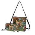 thumbnail image 1 of ZUXONGSY Cat Daisy Flower Butterfly Print Women's 3-Piece Purse Set with Bucket Bag, Large Makeup Cosmetics Bag & Clip On Lipstick Holder, Leather Gift for Mom, Wife, 1 of 4