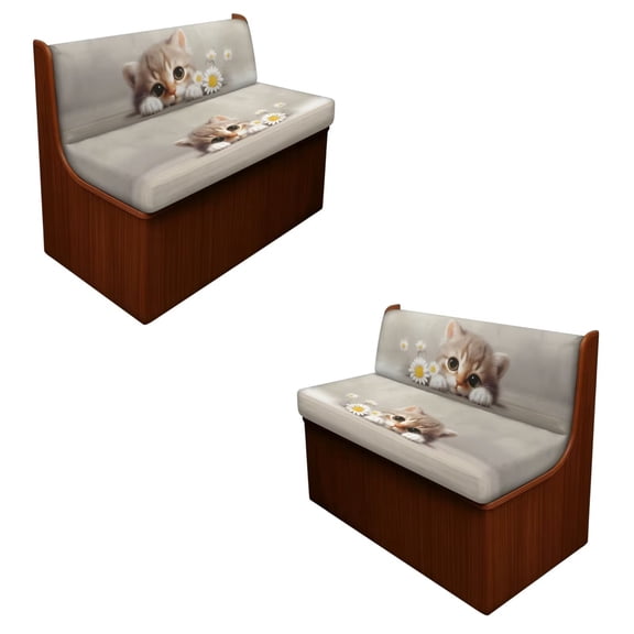 ZUXONGSY Cat Daisy Pattern 4 Pcs RV Dinette Cushion Covers Replacement RV Dinette Booth Seats Cover Elastic Sofa Chair Cover Furniture Protector for RV Camper Car Bench