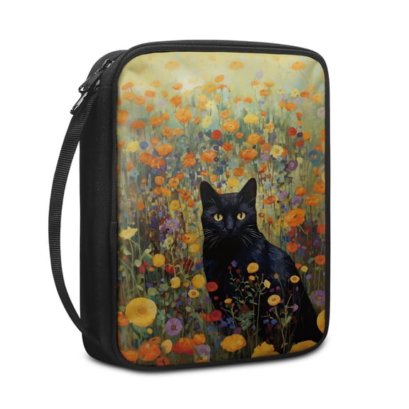 ZUXONGSY Cat Flower Print Bible Case for Women Large Bible Cover Portable Bible Bag with Handle, Bible Study Accessories Supplies Bible Holder Handbag Bible Gift for Church Bag