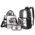 thumbnail image 1 of ZUXONGSY Cat Note Print Large Capacity Transparent Backpack, 3 Piece Clear Bookbag Set with Lunch Bag & Pencil Pouch, Heavy Duty See Through for High School Students, 1 of 5